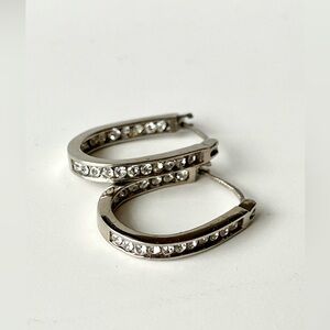 Sterling Silver Horseshoe diamond earrings